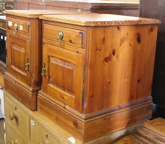 Pair pine bedside cupboards(-)